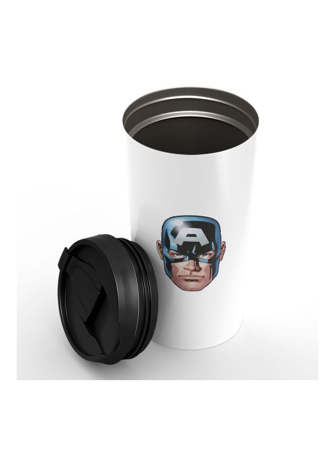 LOUD UNIVERSE Avengers Captain America Printed Tumbler With Lid White/Black/Blue  - Image 3