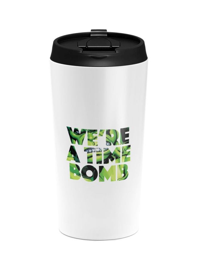 LOUD UNIVERSE Avengers Hulk Bomb Quote Printed Tumbler With Lid Black/White/Green  - Image 1