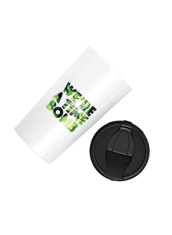 LOUD UNIVERSE Avengers Hulk Bomb Quote Printed Tumbler With Lid Black/White/Green  - Image 2