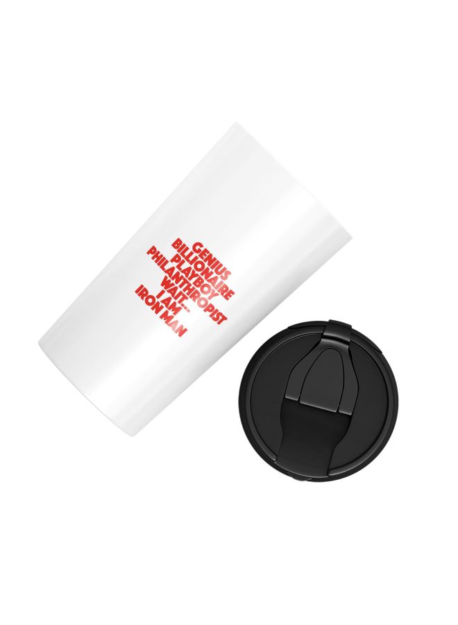LOUD UNIVERSE Avengers Iron Man Quote Printed Tumbler With Lid White/Black/Red  - Image 2