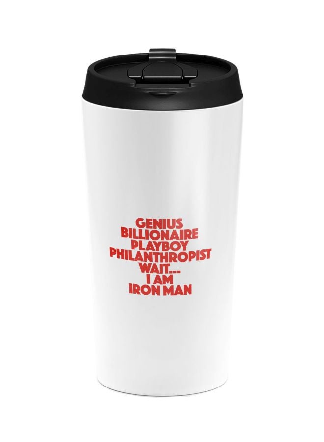LOUD UNIVERSE Avengers Iron Man Quote Printed Tumbler With Lid White/Black/Red  - Image 1
