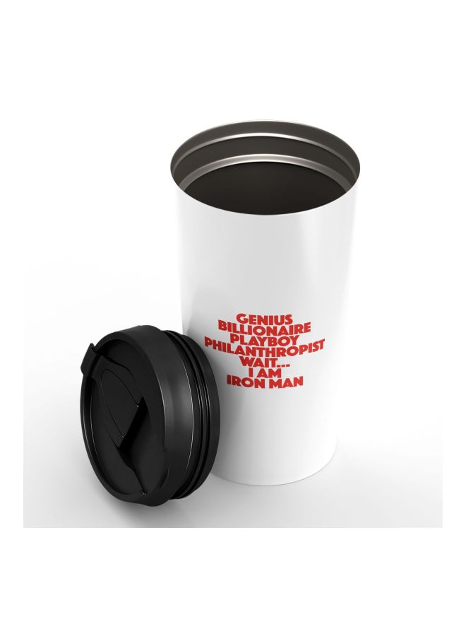 LOUD UNIVERSE Avengers Iron Man Quote Printed Tumbler With Lid White/Black/Red  - Image 3