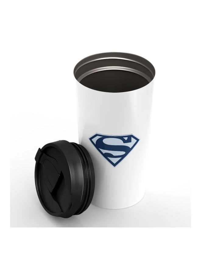 LOUD UNIVERSE - Superman Logo Printed Tumbler With Lid White/Black/Blue - Image 1
