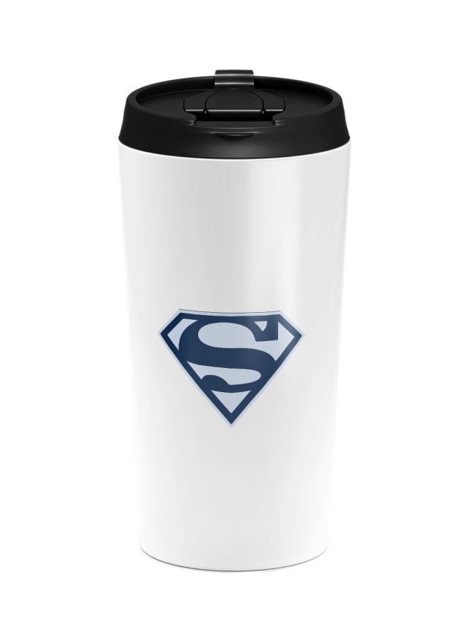 LOUD UNIVERSE - Superman Logo Printed Tumbler With Lid White/Black/Blue - Image 1