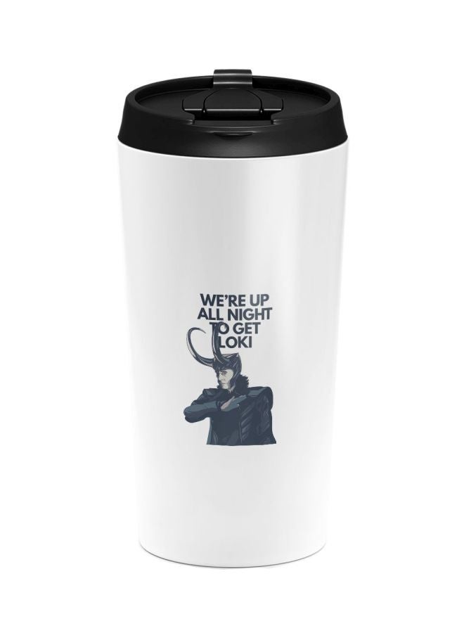 LOUD UNIVERSE Loki Quote Printed Tumbler With Lid White/Black/Beige  - Image 1