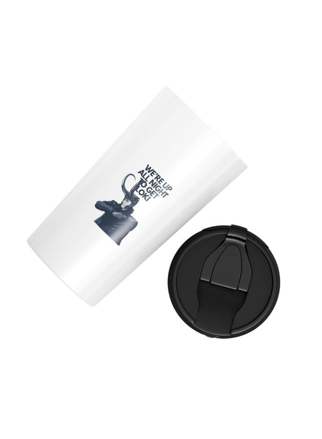 LOUD UNIVERSE Loki Quote Printed Tumbler With Lid White/Black/Beige  - Image 2