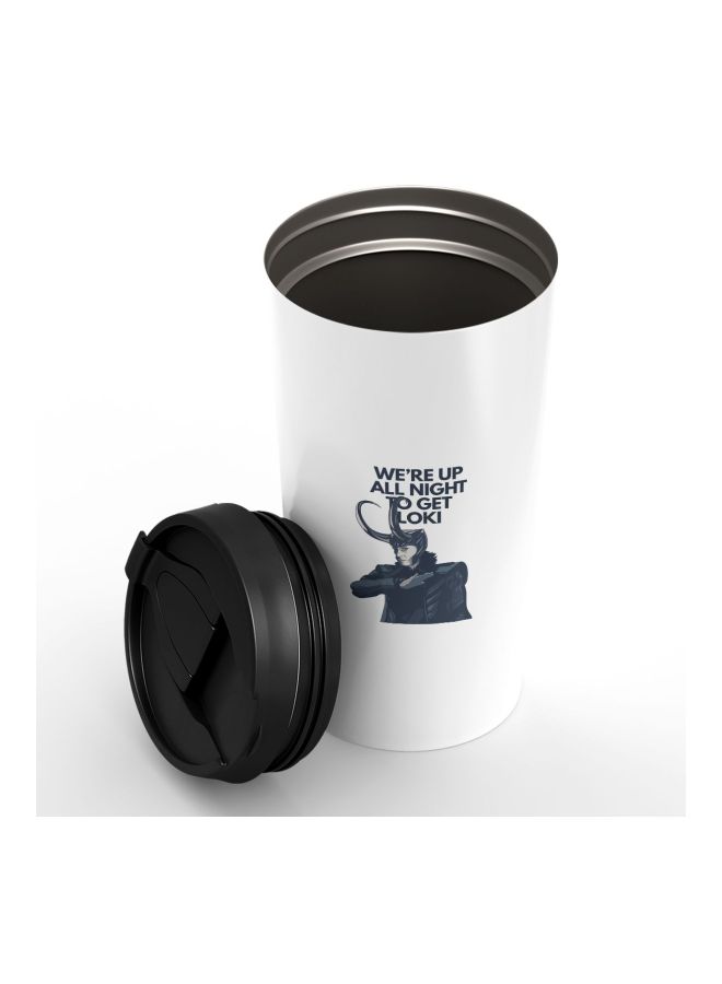 LOUD UNIVERSE Loki Quote Printed Tumbler With Lid White/Black/Beige  - Image 3