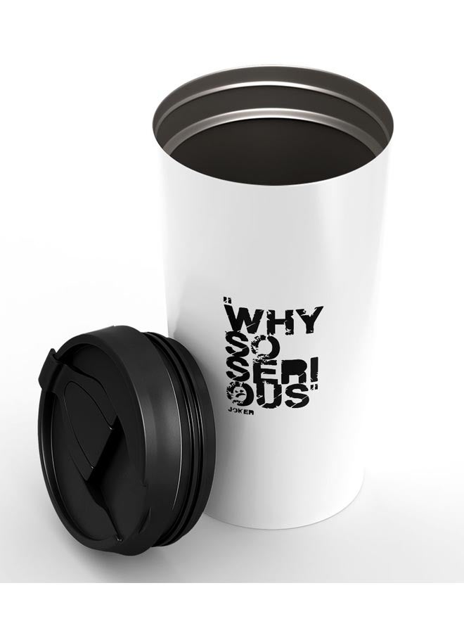 LOUD UNIVERSE Why So Serious Printed Tumbler With Lid White/Black  - Image 3