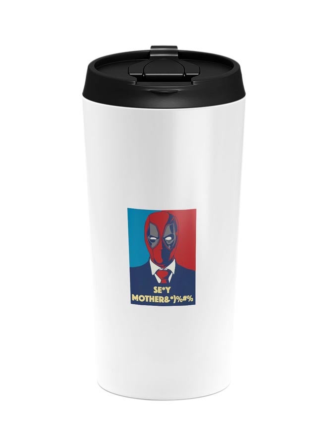 LOUD UNIVERSE Deadpool Printed Tumbler With Lid White/Black/Red  - Image 1