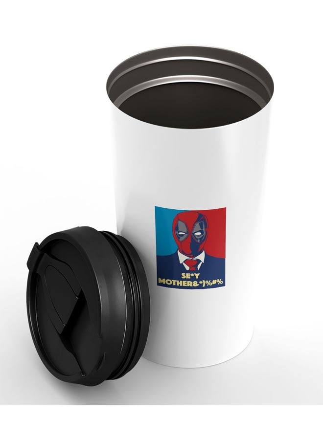 LOUD UNIVERSE Deadpool Printed Tumbler With Lid White/Black/Red  - Image 3