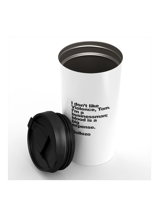 LOUD UNIVERSE Sollozzo Quote Printed Tumbler With Lid White/Black  - Image 3