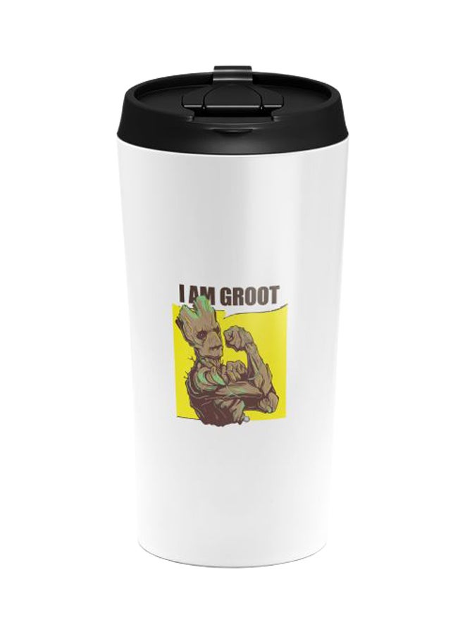 LOUD UNIVERSE Classic Groot Printed Tumbler With Lid White/Brown/Yellow  - Image 1