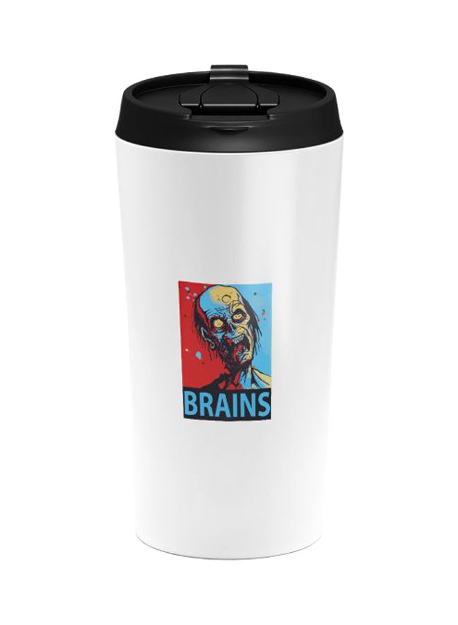 LOUD UNIVERSE Brains Zombie Printed Tumbler With Lid White/Black/Red  - Image 1