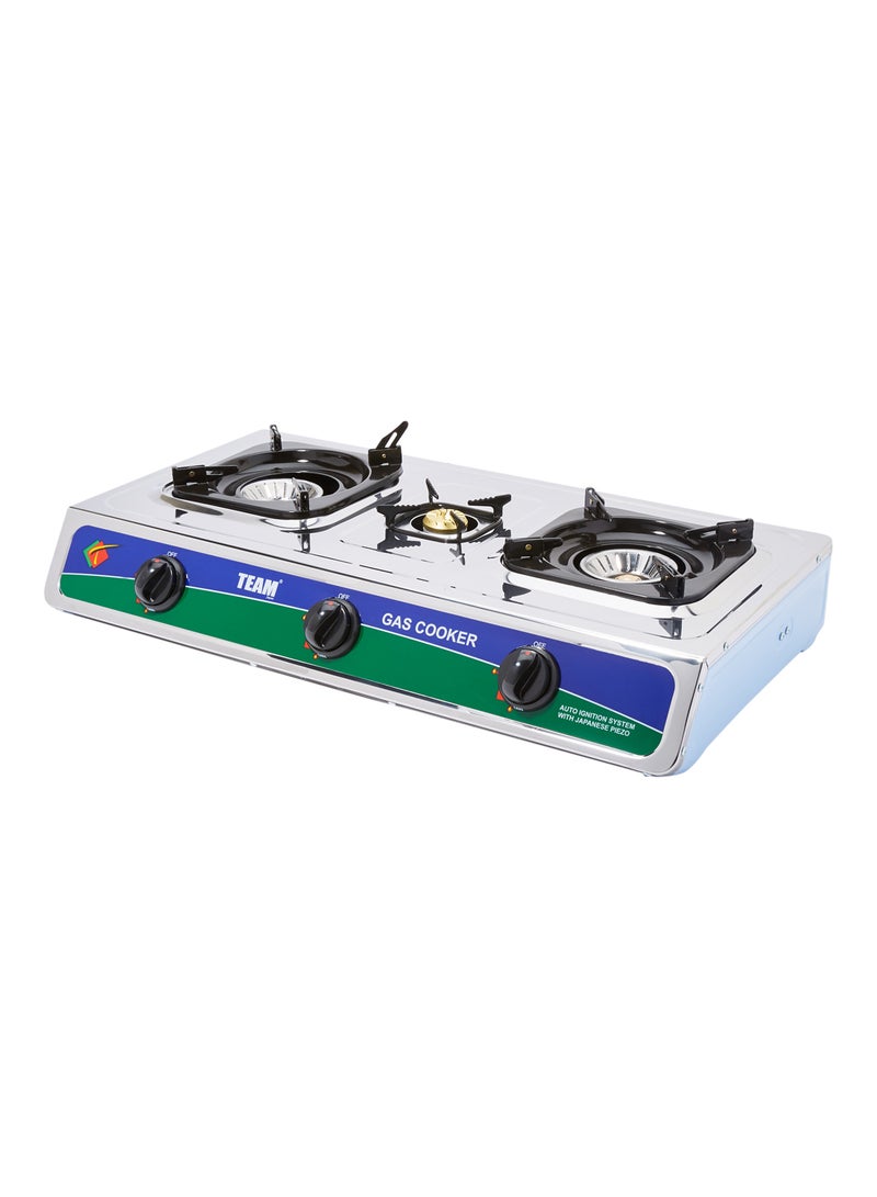 TEAM Auto Ignition Triple Burner Gas stove TGC-132 Silver - Image 2