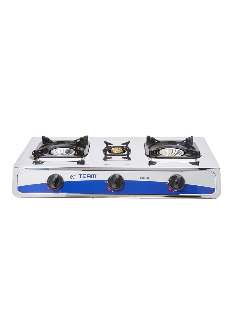 تيم موقد غاز بثلاث شعلات TGC-132SD فضي  - Image 1