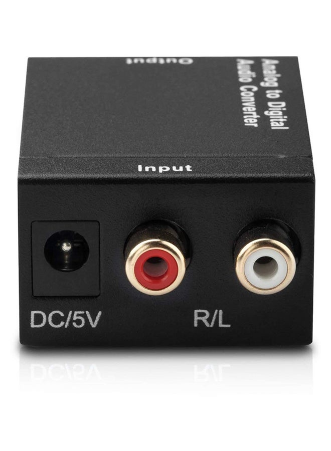 RCA L/R Analog To Digital Optical SPDIF Coaxial Audio Converter Adapter Black - Image 2