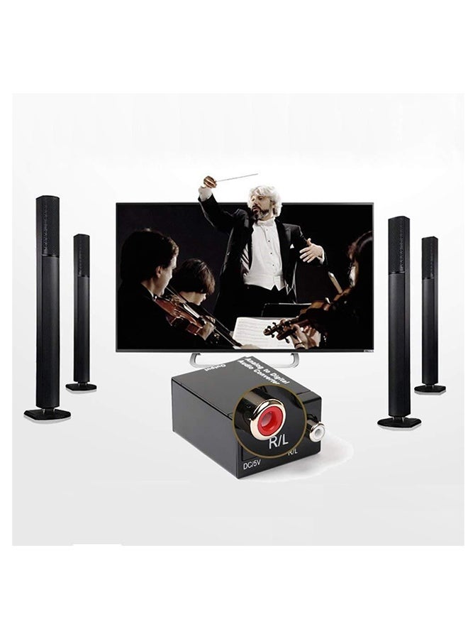 RCA L/R Analog To Digital Optical SPDIF Coaxial Audio Converter Adapter Black - Image 3