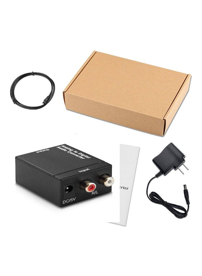 RCA L/R Analog To Digital Optical SPDIF Coaxial Audio Converter Adapter Black - Image 4