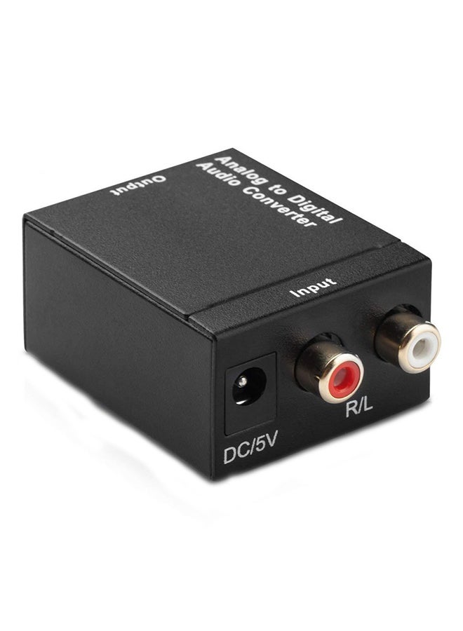 RCA L/R Analog To Digital Optical SPDIF Coaxial Audio Converter Adapter Black - Image 1