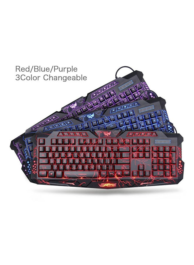M200 USB Illuminated LED Backlit Backlight Crack Gaming Wired Keyboard - Image 2