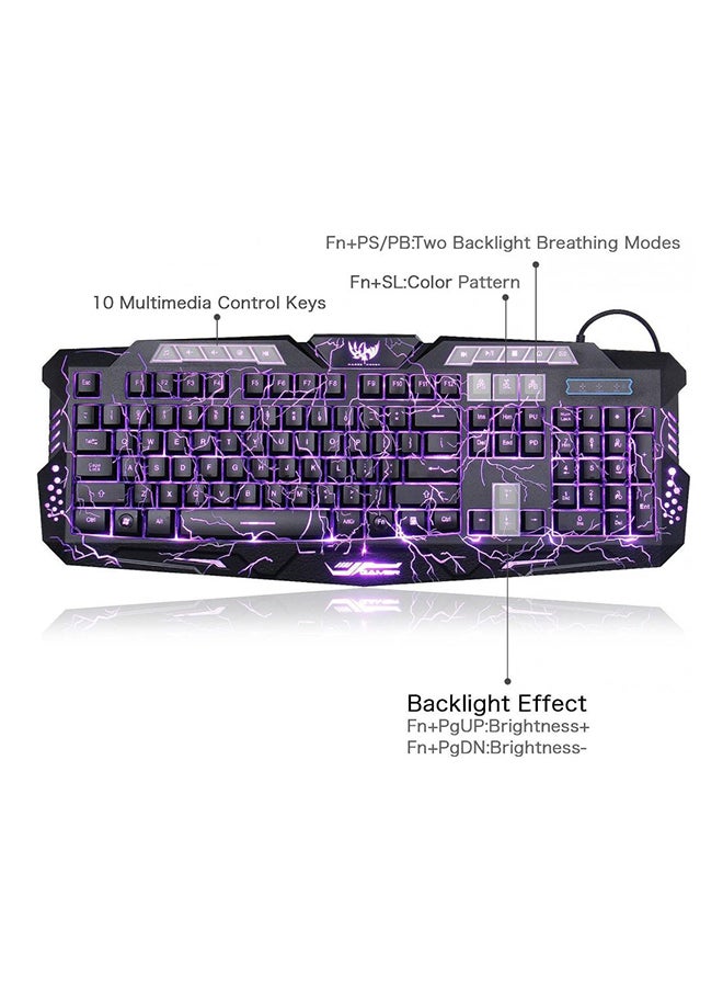 M200 USB Illuminated LED Backlit Backlight Crack Gaming Wired Keyboard - Image 3