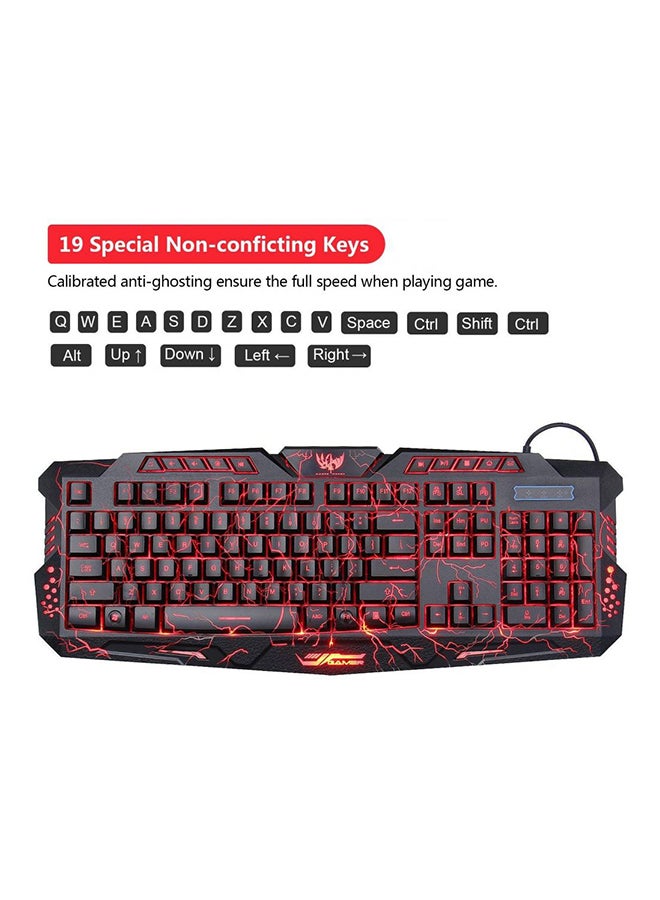 M200 USB Illuminated LED Backlit Backlight Crack Gaming Wired Keyboard - Image 4