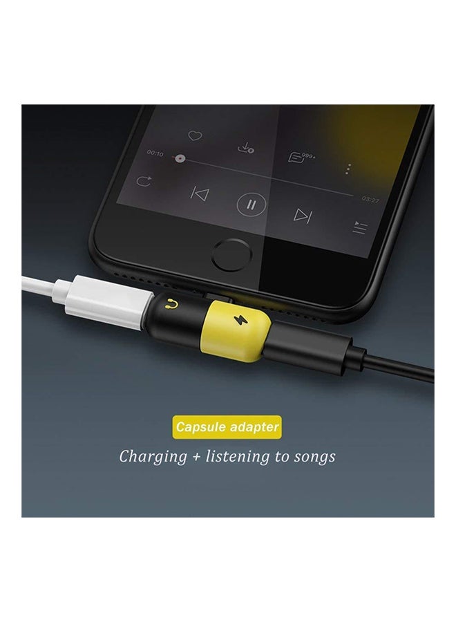Generic - 2 In 1 Lightning Splitter Adapter For iPhone 7 Yellow/Black - Image 1