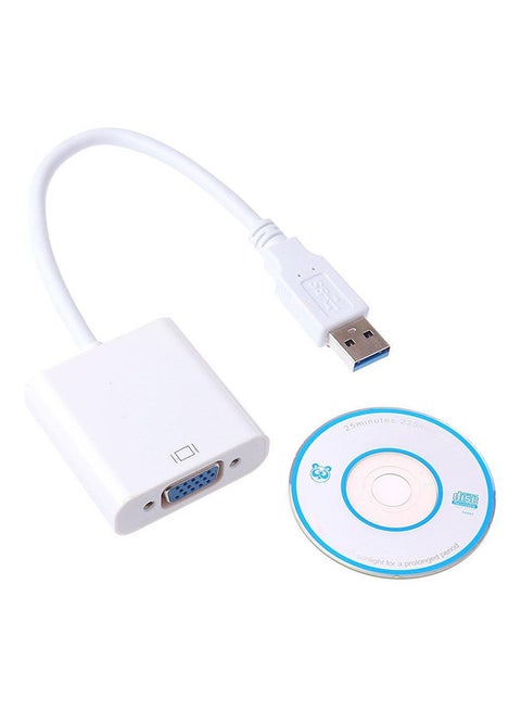 USB 3.0 to VGA Video Graphic Card Display External Cable Adapter White