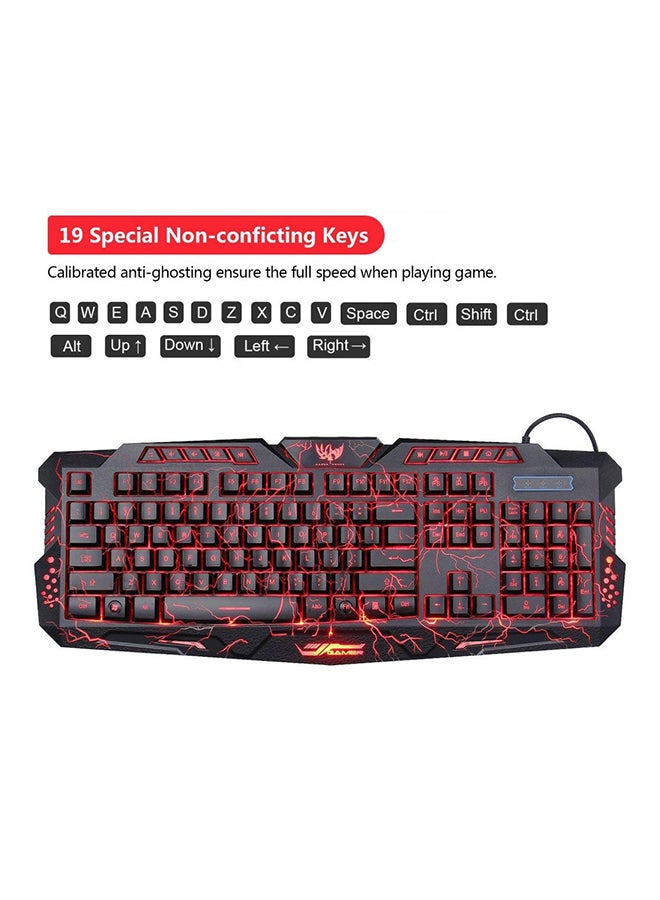 Generic - M200 Womail USB Illuminated LED Backlit Backlight Crack Gaming Keyboard Black - Image 1