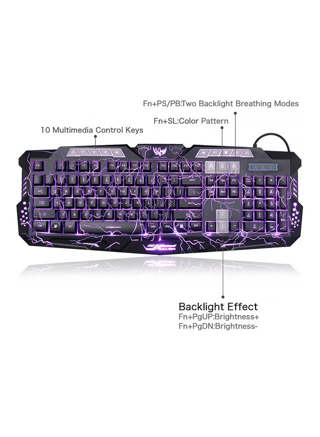 Generic - M200 Womail USB Illuminated LED Backlit Backlight Crack Gaming Keyboard Black - Image 1