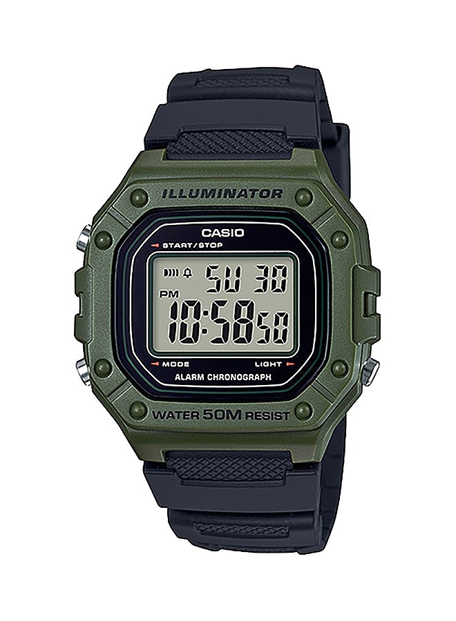 Men's Water Resistant Digital Watch W-218H-3AVDF - 44 mm - Black