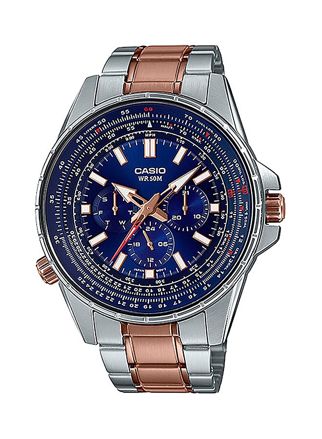 كاسيو ساعة يد بعقارب وسوار من الإستانلس ستيل طراز MT- 320RG-2AVDF - 47 مم - فضي/ذهبي وردي للرجال - Image 1