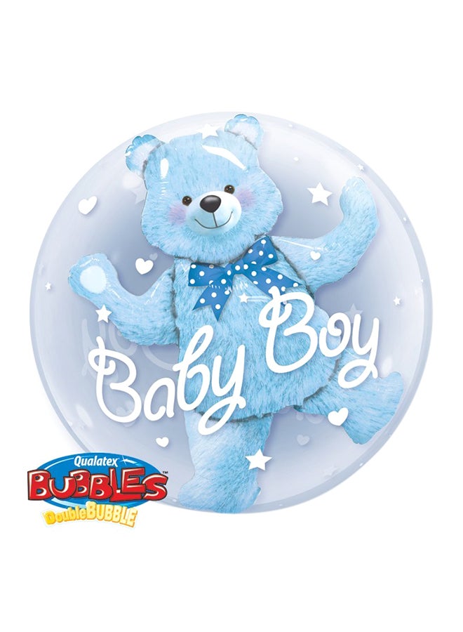 كوالاتكس بالون مزدوج مقاس 24 وزن 1 قيراط بوصة بتصميم صغير دب لون أزرق