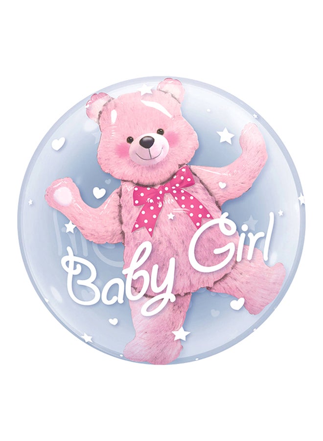 Qualatex - Baby Pink Bear 24in Double Bubble 1Ct - Image 1