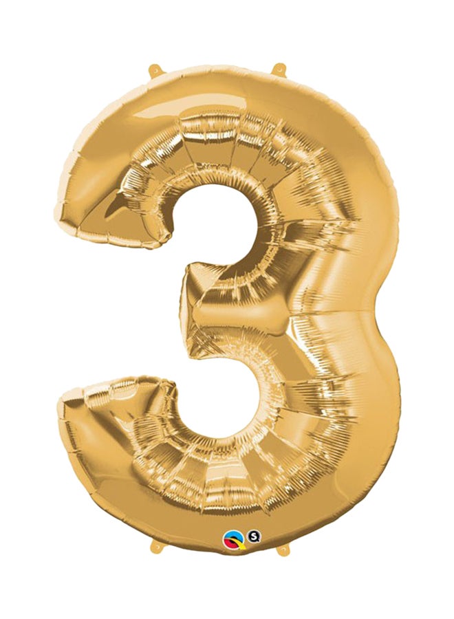 Qualatex Number Three Gold 44in Number Foil Bln 1Ct
