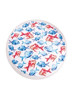 Sea Bream Patterned Round Beach Towel Blue 18X24 Centimeter - v1555315588/N22469801A_1