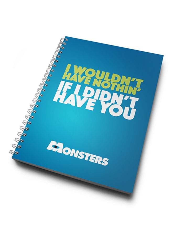 A4 Monsters Quote Notebook Blue