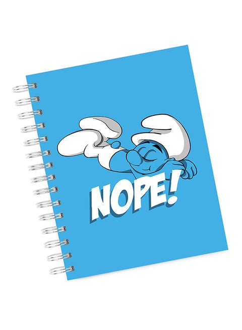 A4 Lazy Smurf Nope Cartoon Notebook Blue