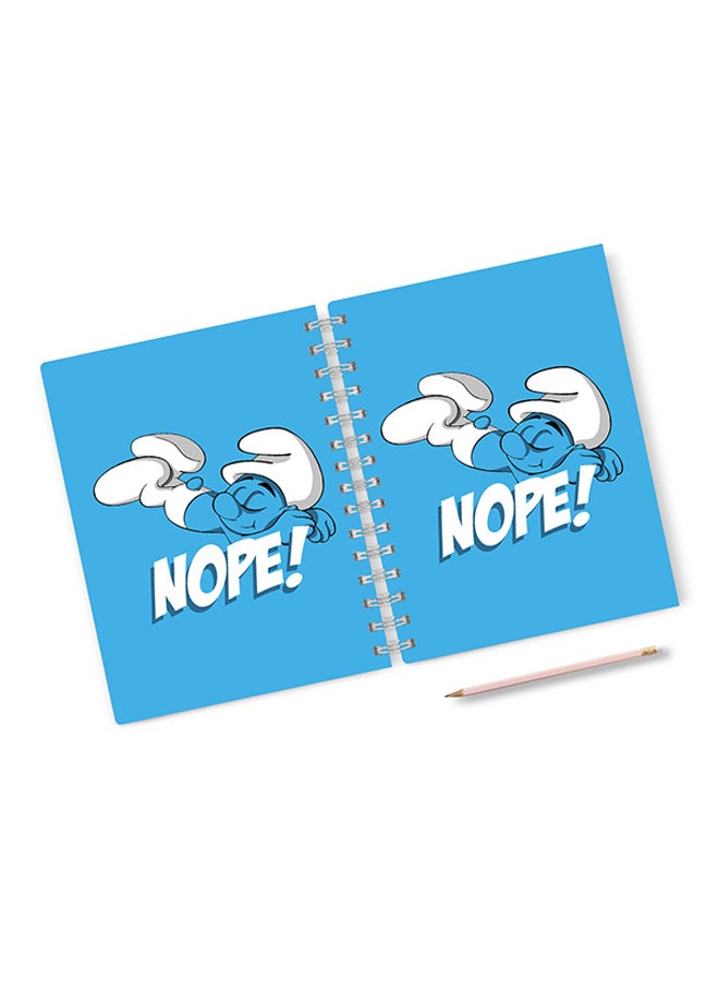 A4 Lazy Smurf Nope Cartoon Notebook Blue