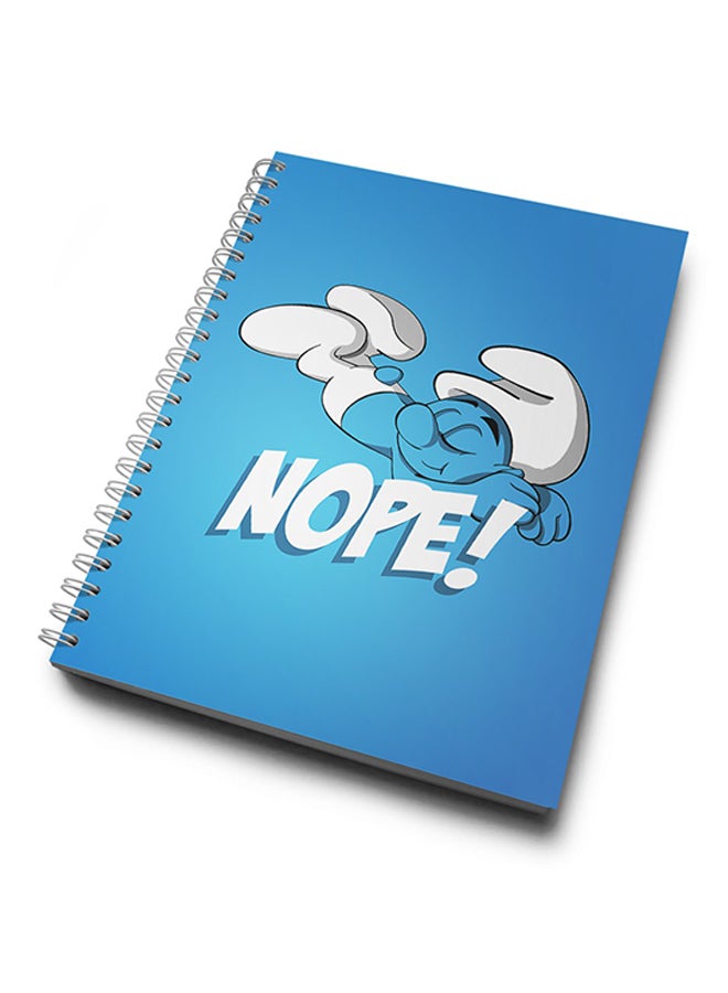 A4 Lazy Smurf Nope Cartoon Notebook Blue