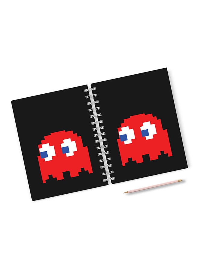 A4 Red Game Ghost Pacman Style Notebook Multicolour