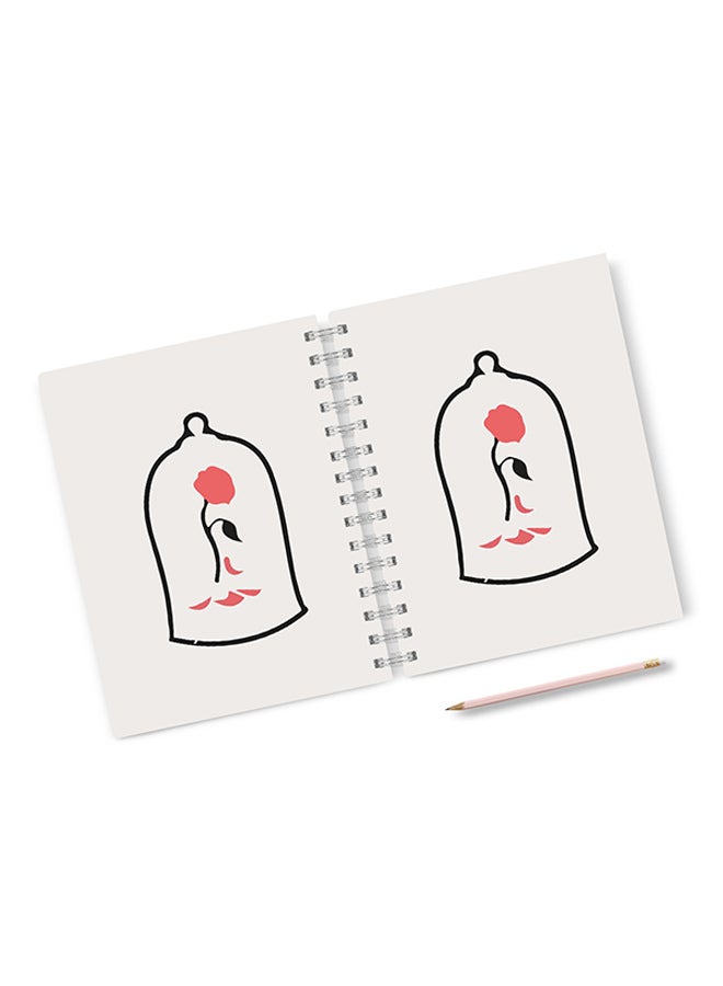 A4 Beauty And The Beast Themed Notebook White/Black/Pink