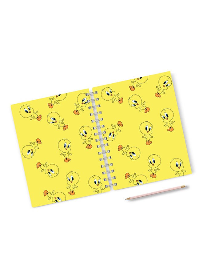 A4 Tweety Bird Pattern Hard Notebook Yellow