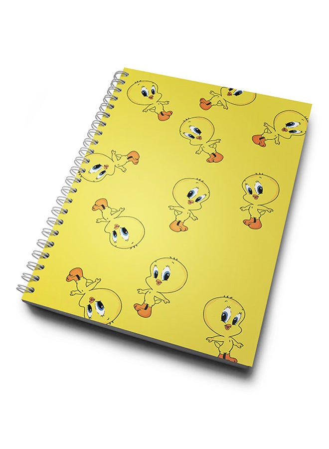 A4 Tweety Bird Pattern Hard Notebook Yellow