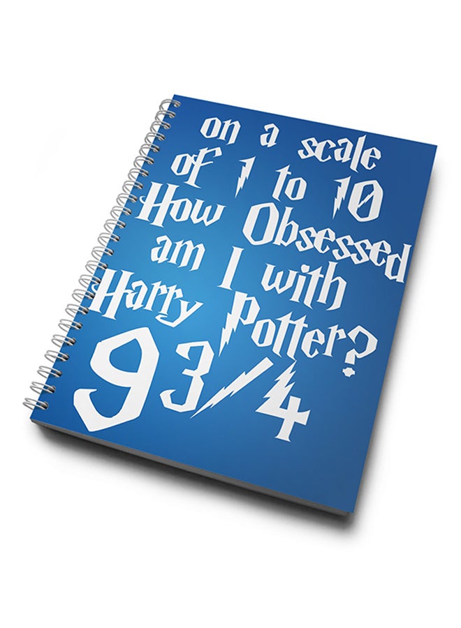 A4 Black Quote Solemnly Swear Hard Notebook Blue