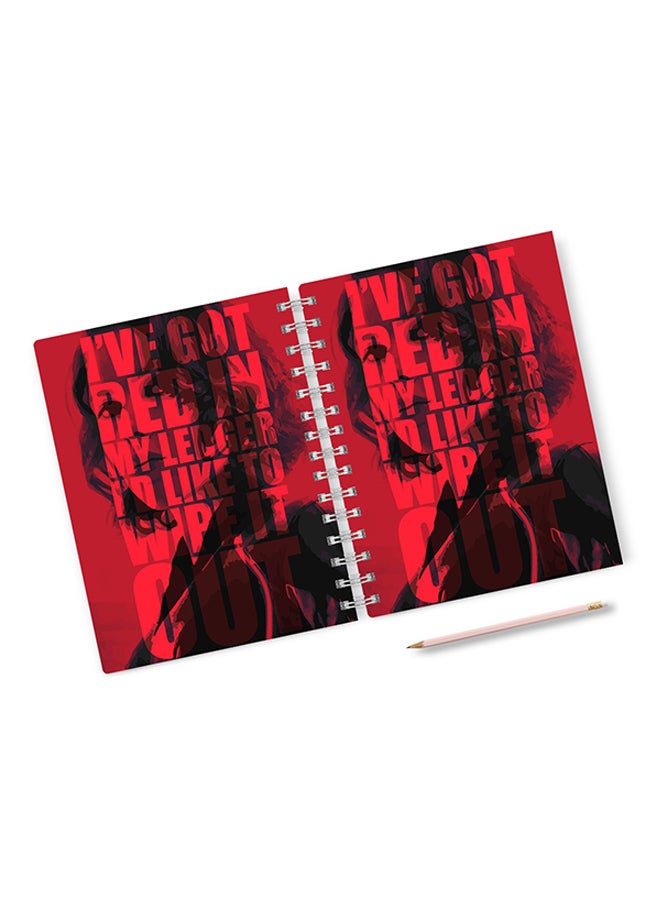 A4 Black Widow Quote Hard Notebook Red/Black