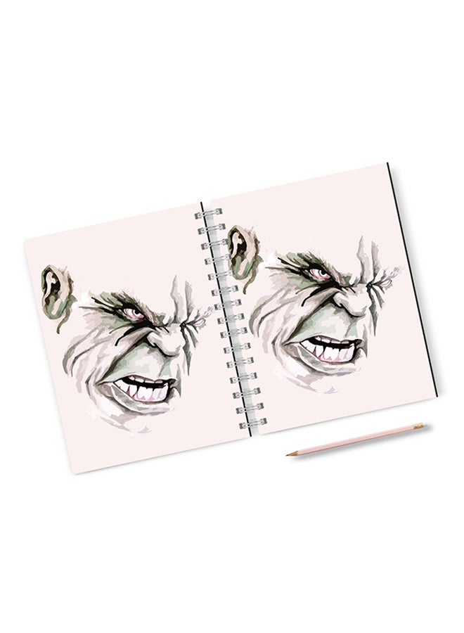 A4 Hulk Face Hard Notebook White/Grey/Black