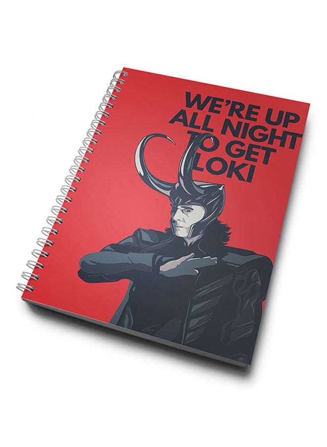A4 Loki quote Hard Spiral Notebook Multicolour Red/Black