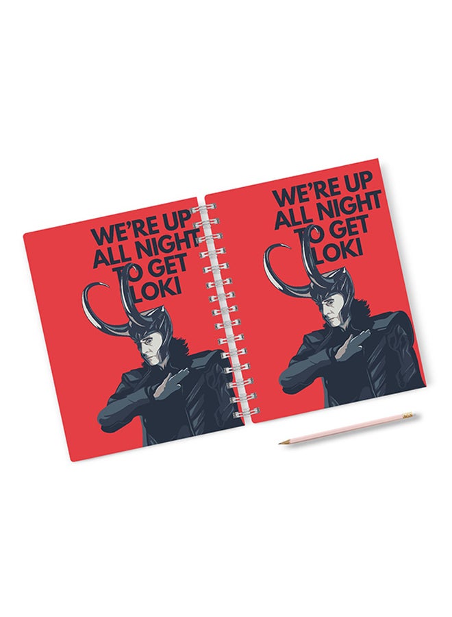A4 Loki quote Hard Spiral Notebook Multicolour Red/Black