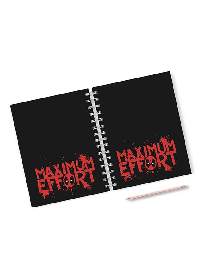 لاود يونيفيرس - دفتر ملاحظات متين مقاس A4 مطبوع عليه اقتباس "Maximum Effort" أسود/أحمر - Image 1